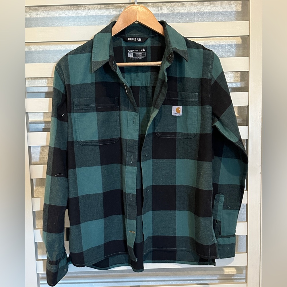 Carhartt Green and Black Plaid Shirt‎